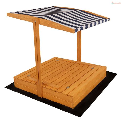 Zárható fa homokozó padokkal és tetővel Baby Mix 120x120 cm