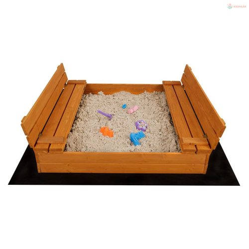 Zárható fa homokozó padokkal és tetővel Baby Mix 120x120 cm