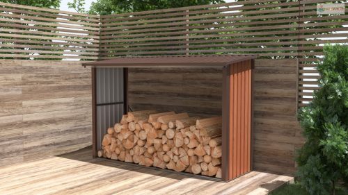 G21 WOH 335 tüzifa tároló - 242 x 89 cm, barna