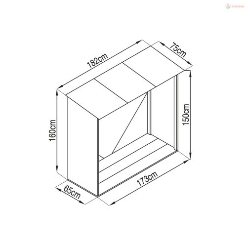 G21 WOH 136 - 182 x 75 cm tüzifa tároló, antracit
