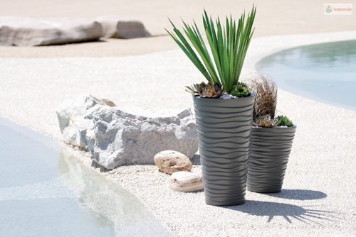 Prosperplast SAND virágcserép betéttel, 34,5 cm, mocca