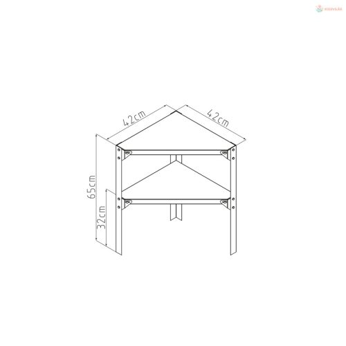 G21 Sarok fémpolc  42x42 cm , kerti házakba és üvegházakba