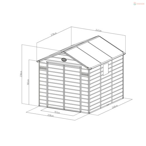 G21 Boston 670 kerti ház- 241 x 278 cm, műanyag, világosszürke