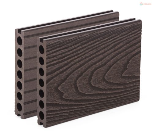 G21 padlóburkolat 2,5 x 14,8 x 400 cm, Dark Wood kerek lyukakkal, WPC