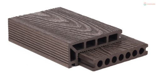 G21 padlóburkolat 2,5 x 14,8 x 400 cm, Dark Wood kerek lyukakkal, WPC