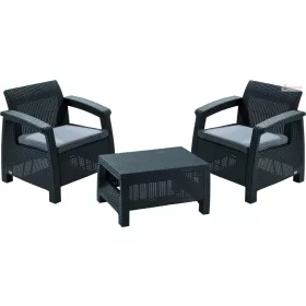   Keter Corfu weekend kerti bútor szett - két fotel + asztal, grafitszürke