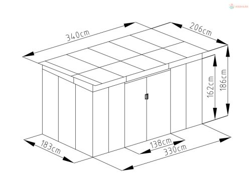 G21 GRAH 700 kerti tároló - 340 x 206 cm, barna