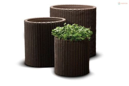 Keter Cylinder M virágcserép, barna