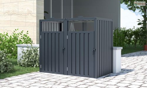 Fémlemez tároló szemetesekhez G21 146x121x82 cm, antracit színű fém