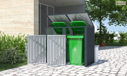 Fémlemez tároló szemetesekhez G21 146x121x82 cm, antracit színű fém