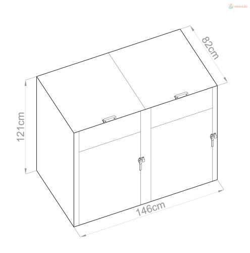 Fémlemez tároló szemetesekhez G21 146x121x82 cm, antracit színű fém
