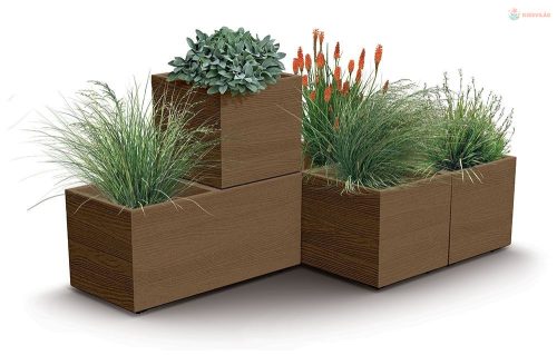 Virágcserép Prosperplast MADERA SQUARE öko fa 38,5 cm kávé