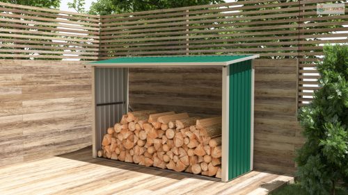 G21 WOH 335 tüzifa tároló - 242 x 89 cm, zöld