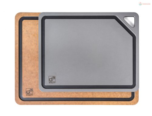 G21 EcoCut szeletelődeszka természetes cellulózból – 2 darabos készlet, barna/grafit színben