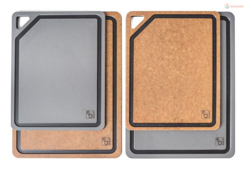 G21 EcoCut szeletelődeszka természetes cellulózból – 2 darabos készlet, barna/grafit színben