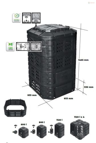 Patrol Modular 860 l fekete komposztáló