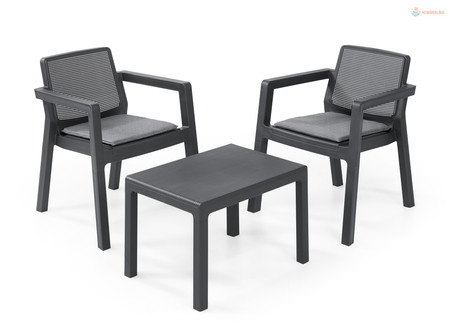 Keter Emily erkély garnitúra, grafitszürke ülőpárnákkal