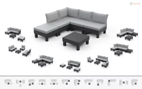 Keter Elements 5 személyes moduláris kerti bútorszett grafit