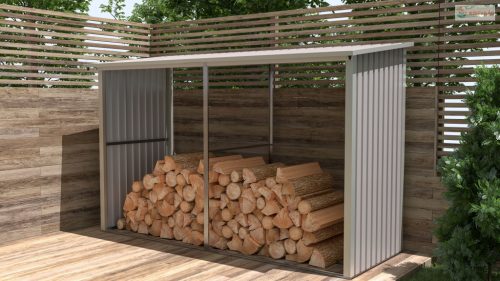 G21 WOH 682 tüzifa tároló - 302 x 119 cm, szürke