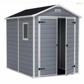   Keter MANOR 6 x 8 DD kerti tároló szürke / fehér, padlóval