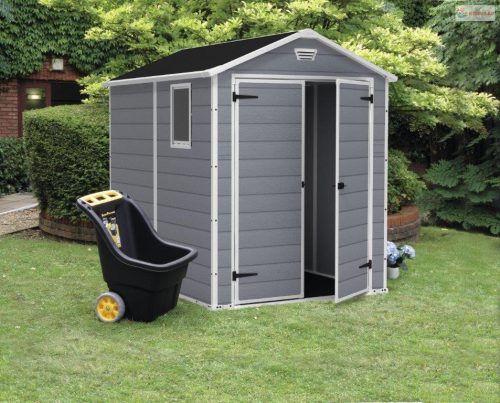 Keter MANOR 6 x 8 DD kerti tároló szürke / fehér, padlóval