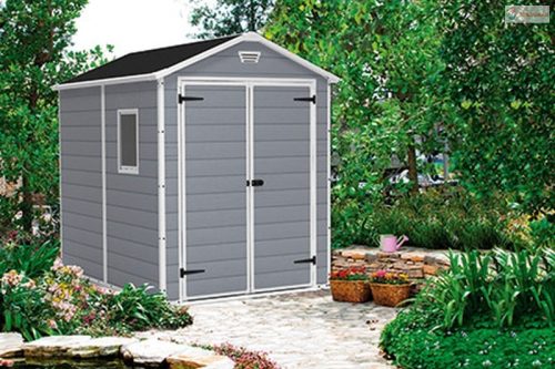 Keter MANOR 6 x 8 DD kerti tároló szürke / fehér, padlóval