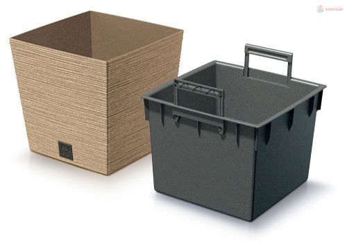 Prosperplast FURU SQUARE LOW ECO WOOD kaspó 24 cm naturo