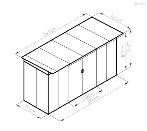 G21 GRAH 483 kerti tároló - 340 x 142 cm, barna