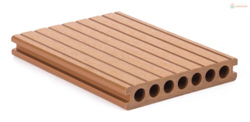 G21 kültéri burkolólap 2,5 x 14,8 x 400 cm, Light Wood kerek lyukakkal, WPC