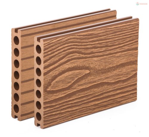 G21 kültéri burkolólap 2,5 x 14,8 x 400 cm, Light Wood kerek lyukakkal, WPC