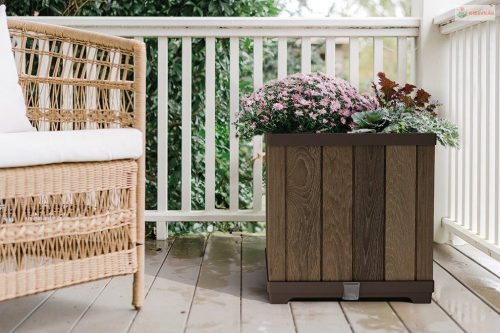 Keter Deco négyzet alakú virágcserép, diófa