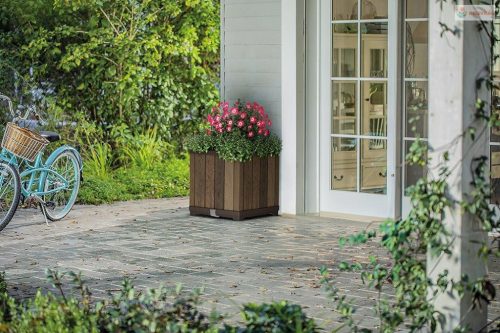 Keter Deco négyzet alakú virágcserép, diófa