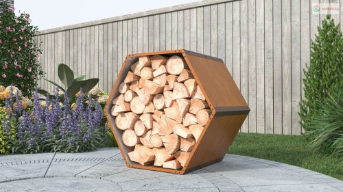 Tüzifa tároló G21 HEX 53 - 92 x 60 cm, barna