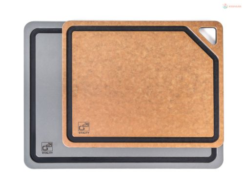 G21 EcoCut szeletelődeszka természetes cellulózból – 2 darabos készlet, grafit/barna színben