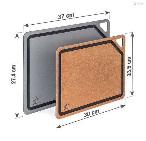 G21 EcoCut szeletelődeszka természetes cellulózból – 2 darabos készlet, grafit/barna színben