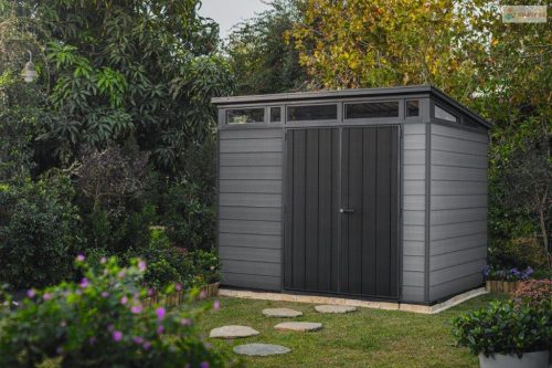Keter Cortina 9x7 kerti tároló grafitszürke, padlóval