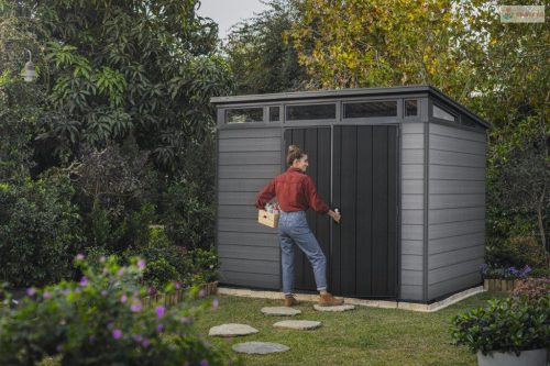 Keter Cortina 9x7 kerti tároló grafitszürke, padlóval