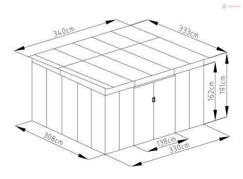 G21 GRAH 1132 kerti tároló - 340 x 333 cm, barna