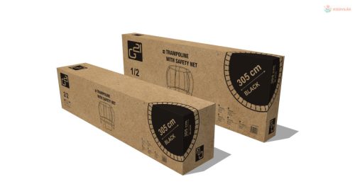 G21 SpaceJump trambulin védőhalóval, 305 cm, ajándék létrával, fekete színben