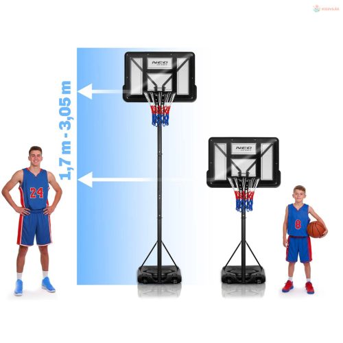 Állítható magasságú kosárlabda palánk 170-305cm stabil nagy Neo-Sport ns-283