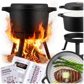   Berdsen zománcozott öntöttvas bogrács 8L + grill serpenyő – álló