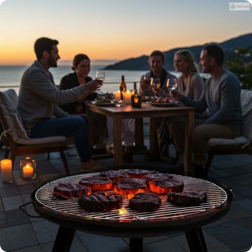 Berdsen kerti tűzrakó kosár roséval 60 cm – BD-881