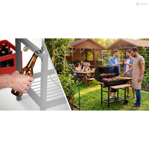 Berdsen kerti hordó grill kéménnyel, polcokkal és hőmérővel – fekete