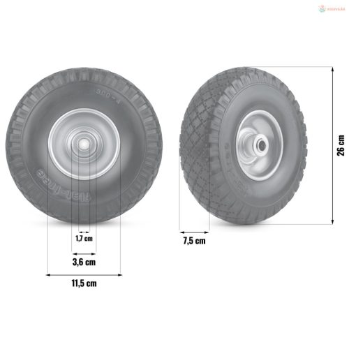 Humberg tömör talicska kerék 3.00-4 – fekete-ezüst