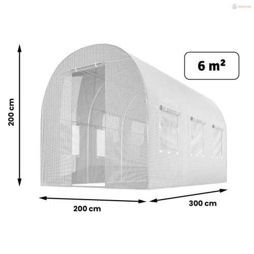 Kerti fóliasátor 2 x 3 m (6m2) fehér Plonos