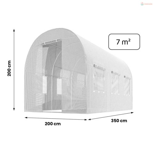 Kerti fóliasátor 2 x 3,5 m (7m2) fehér Plonos