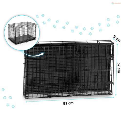 Fém kutya kennel fekhellyel