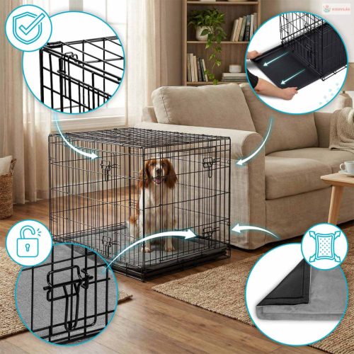 Fém kutya kennel fekhellyel