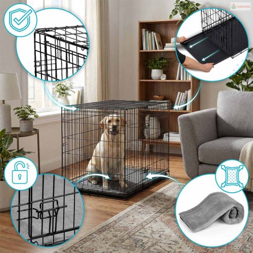 Fém kutya kennel fekhellyel