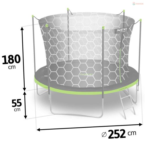 Kerti trambulin 8ft/252cm belső védőhálóval és létrával Neo-Sport
